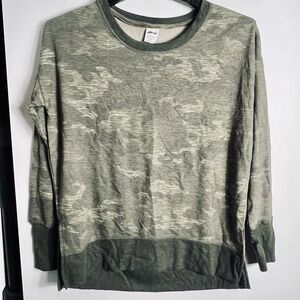 Avia Women's Small Camo Long Sleeve Top Green Thumb Holes Lightweight EUC